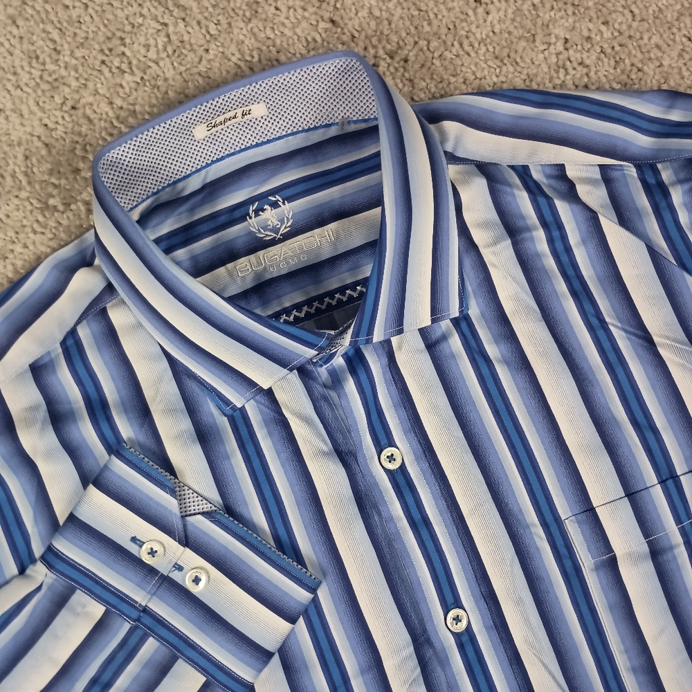 Bugatchi Oumo Shaped Fit‎ XL Cotton Mens Dress Shirt